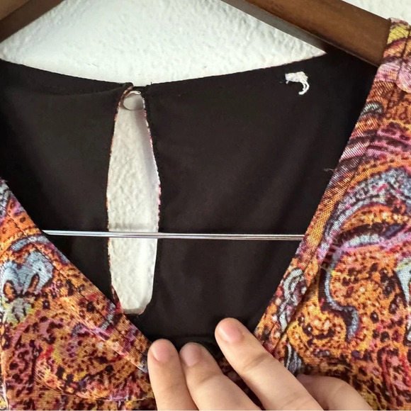 Cupio Boho Blouse maximalist Peek A Boo Shoulder Paisley Abstract Size Small - Picture 5 of 11